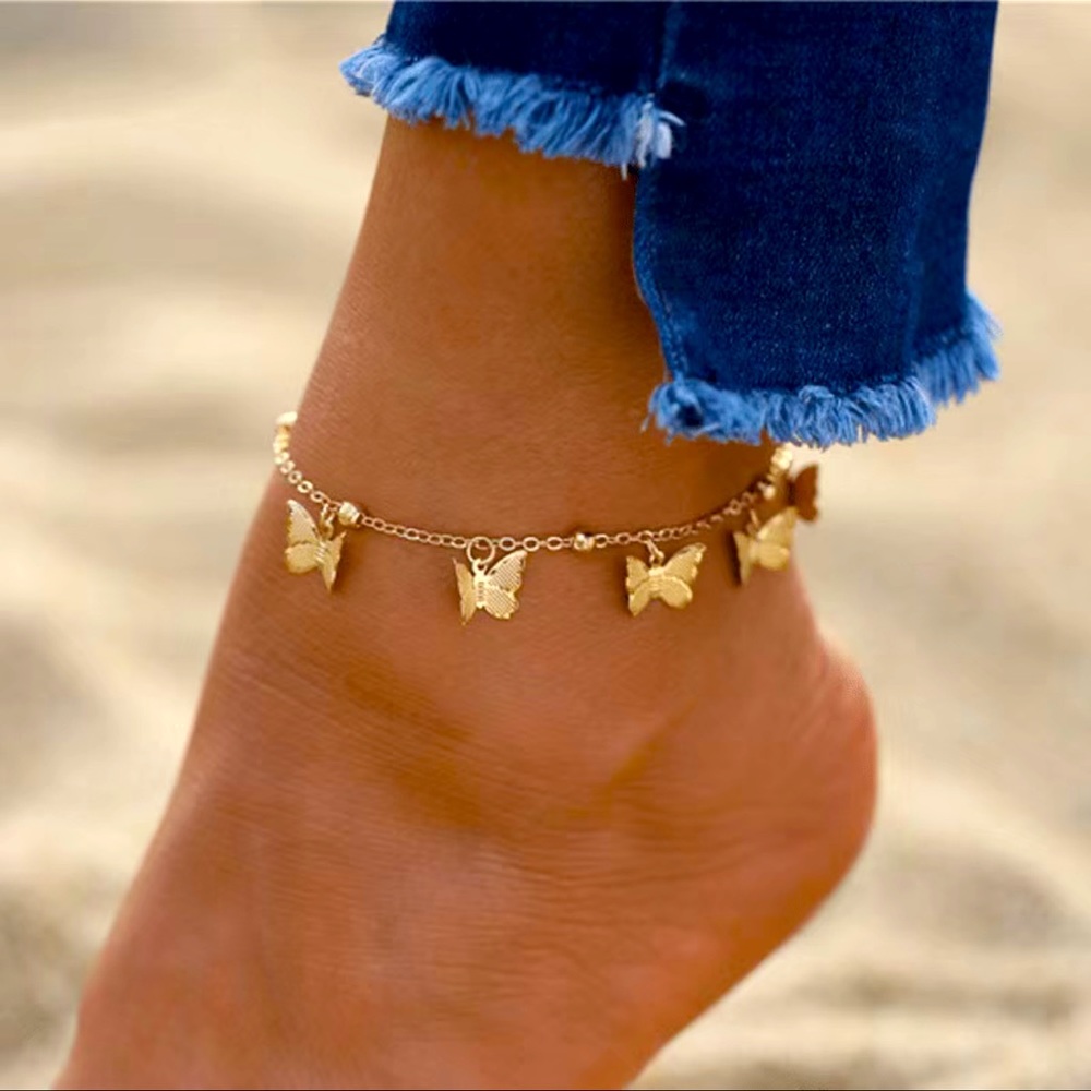Minimalistic Gold 18k plated Butterfly Anklet